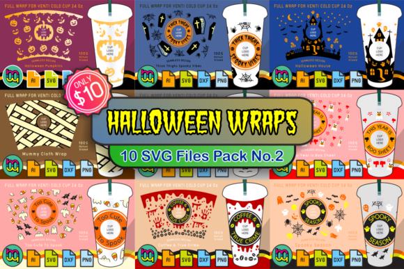 10 Pack 2 Halloween 24oz Cold Cup