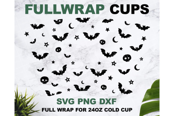 Bat Star Skull Halloween 24oz Starbucks Graphics & Print Templates