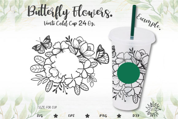 Butterfly Floral Venti Full Wrap Cup: Graphics and Crafts in One