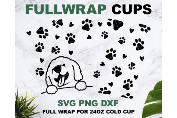 Dog Paws Hearts 24 Oz Cup: Graphics for Print Templates