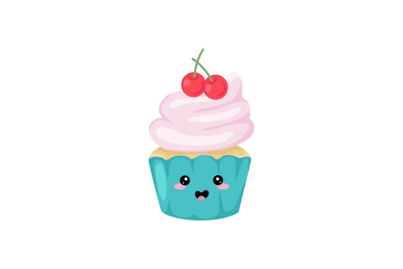 Happy Sweet Cupcake Kawaii Illustration Graphics