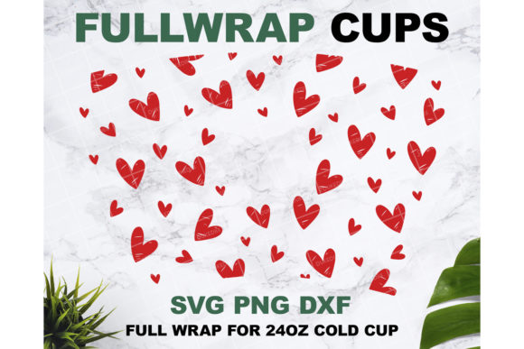Heart 24 Oz Starbucks Cup Graphics and Print Templates