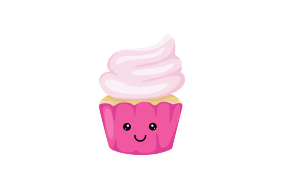 Sweet Smile Cupcake Kawaii Illustration Graphics