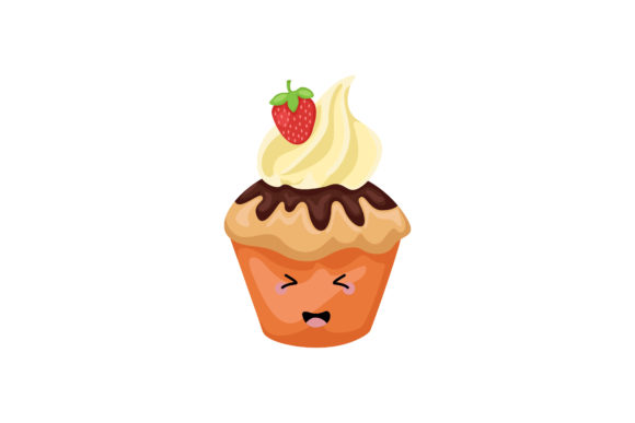 White Cream Cupcake Kawaii Illustration Graphics